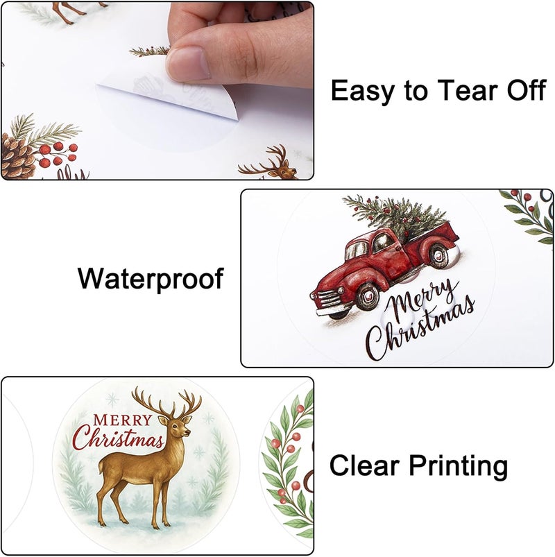 g2plus 120PCS Merry Christmas Stickers Gift Name Stickers Xmas Present Labels for Winter Holiday Seasonal Envelope Seals (Vintage Red Green) - Image 3